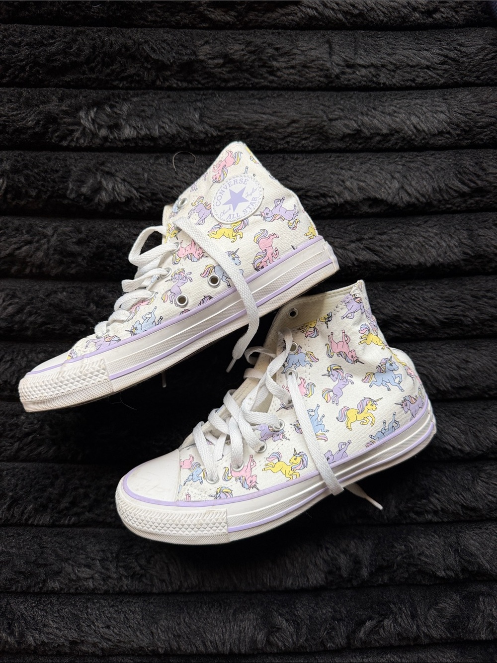 Converse Kids White High-Top Sneakers with Pastel Unicorns